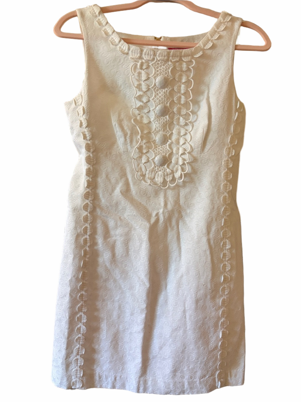 Lilly Pulitzer Jubilee: Jacquard white cotton lined shift size 2.